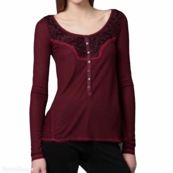 NWOT Free People DIEGO Wine Thermal Henley - Picture 3 of 11